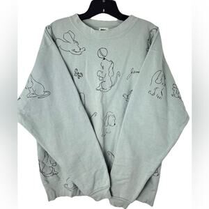 Vintage James Thurber Dog Art Fun Cartoon Sage Green Casual Sweatshirt